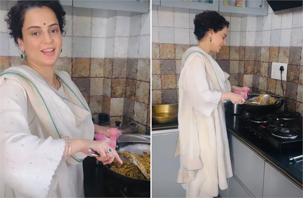 kangana makes   bhog   for shri krishna on janmashtami at her house in mandi