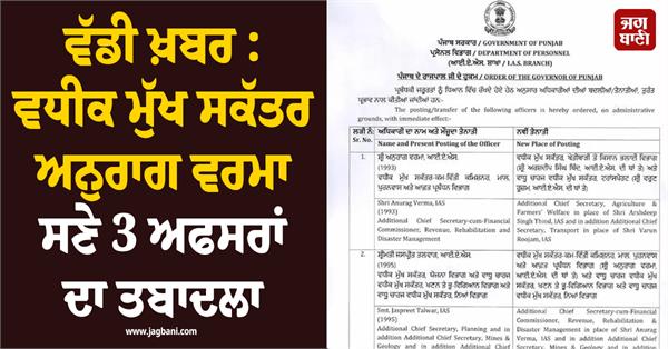additional chief secretary ias officer transfer