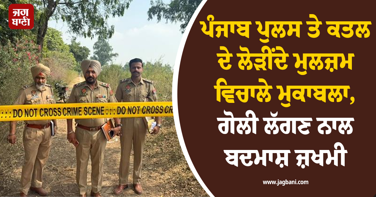 ਪੰਜਾਬ ਪੁਲਸ ਤੇ ਕਤਲ ਦੇ ਲੋੜੀਂਦੇ ਮੁਲਜ਼ਮ ਵਿਚਾਲੇ ਮੁਕਾਬਲਾ, ਗੋਲੀ ਲੱਗਣ ਨਾਲ ਬਦਮਾਸ਼ ਜ਼ਖਮੀ