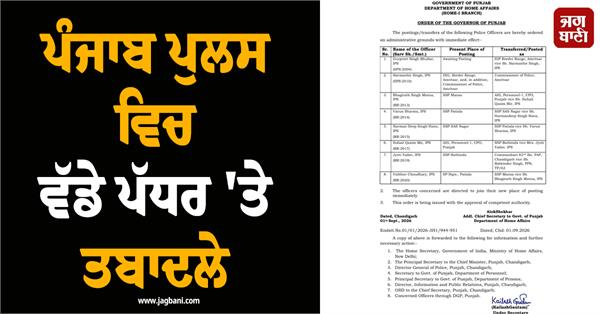 punjab police transfers police officers