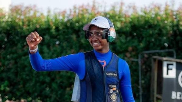yugan shakthivel muthukumar wins gold medal in trap event
