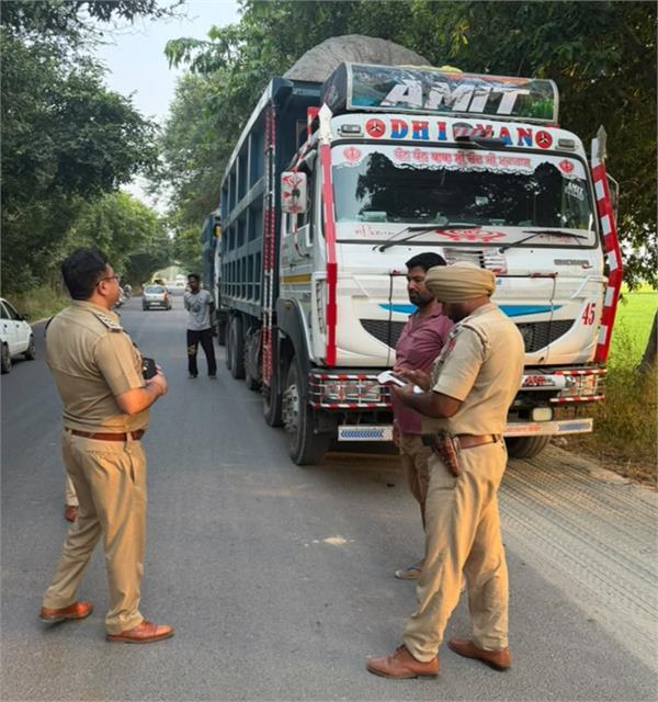 police strict action in rahon  challans issued for overloaded tippers